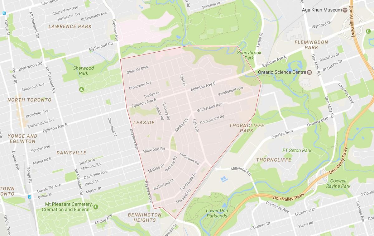 Karte von Leaside Nachbarschaft Toronto