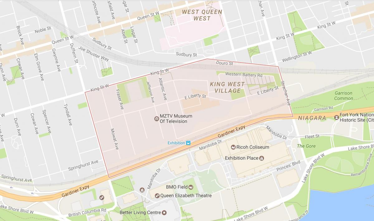 Karte von Liberty Village Nachbarschaft von Toronto