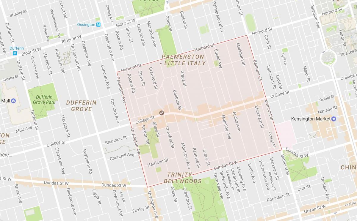 Karte von Little Italy Nachbarschaft Toronto