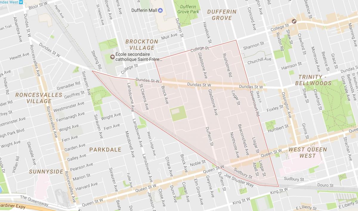 Karte von Little Portugal Viertel von Toronto