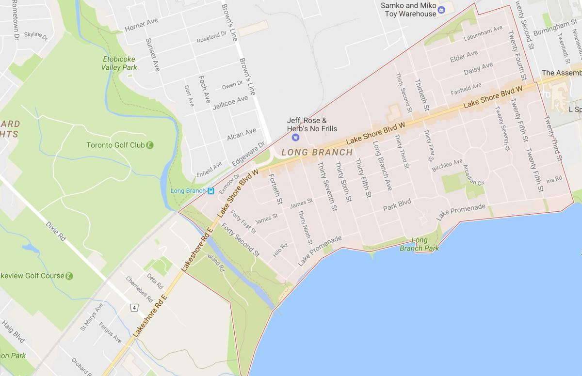 Karte von Long Branch Nachbarschaft Toronto