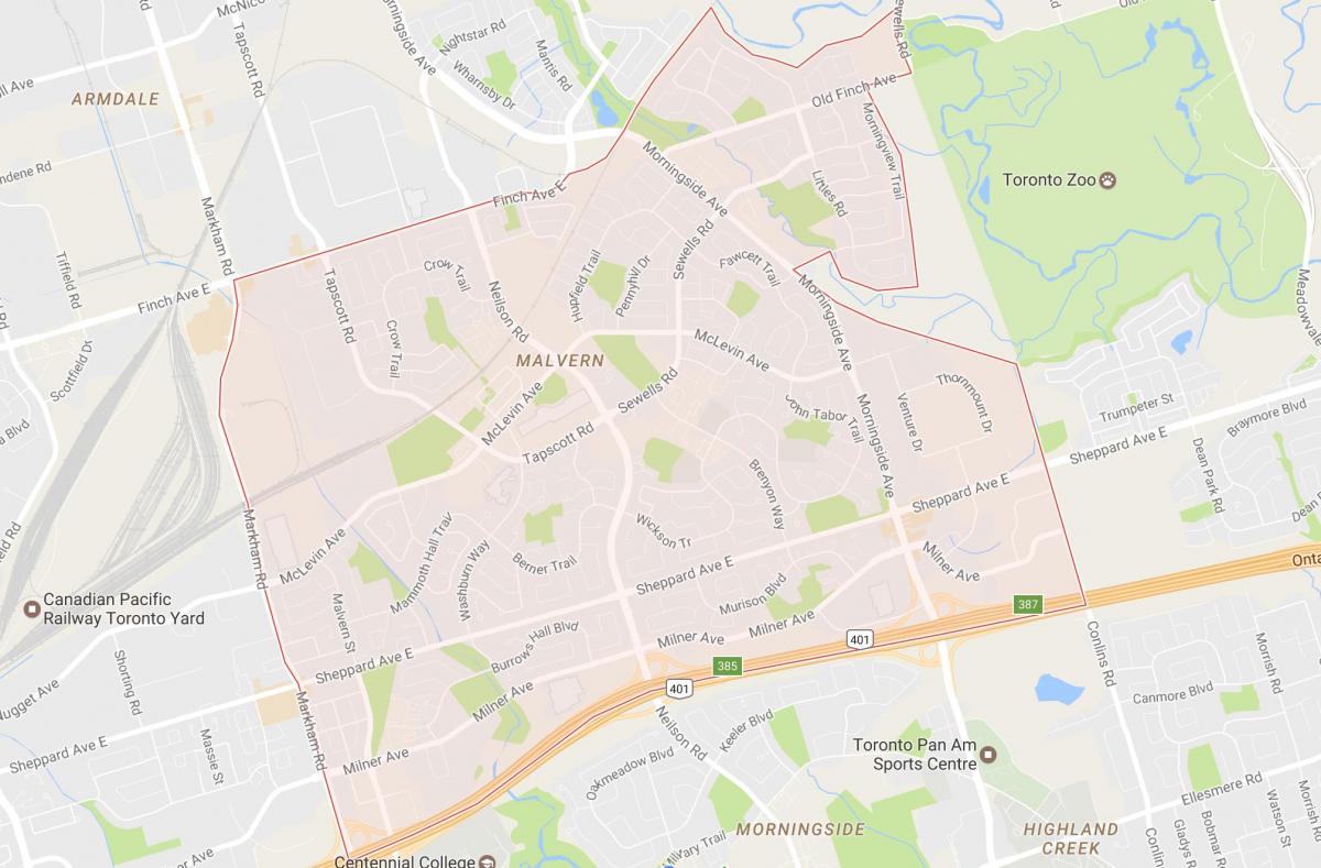 Karte von Malvern Nachbarschaft Toronto