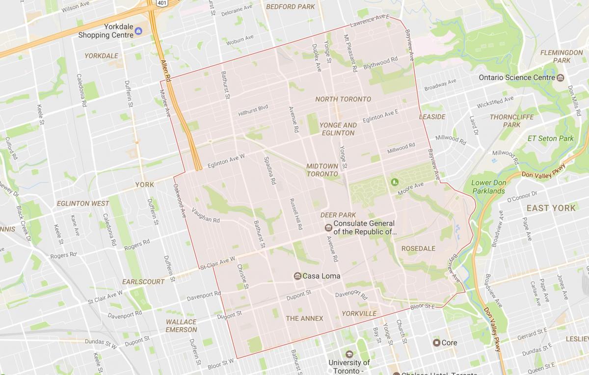 Karte von Midtown Viertel von Toronto