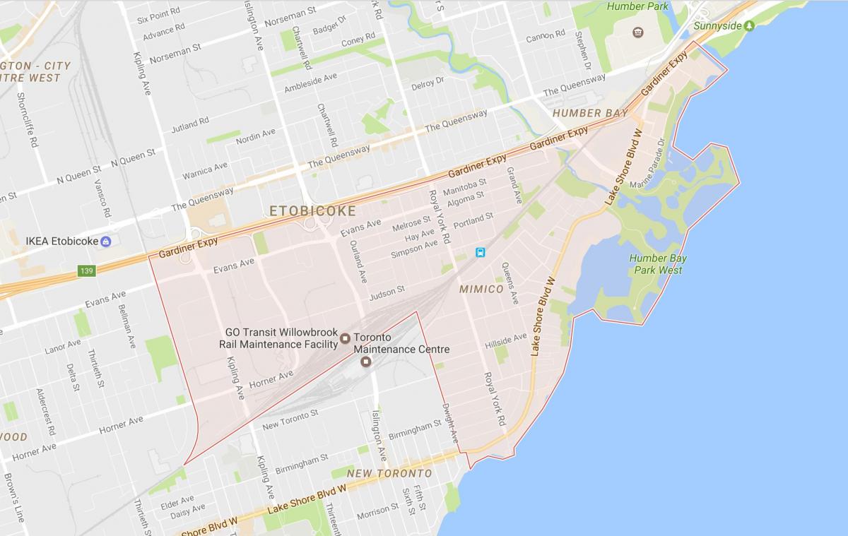 Karte von Mimico Nachbarschaft Toronto