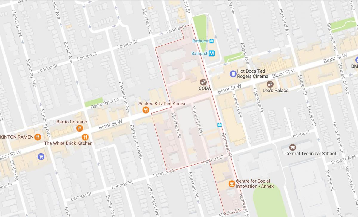 Karte von Mirvish Village Nachbarschaft von Toronto