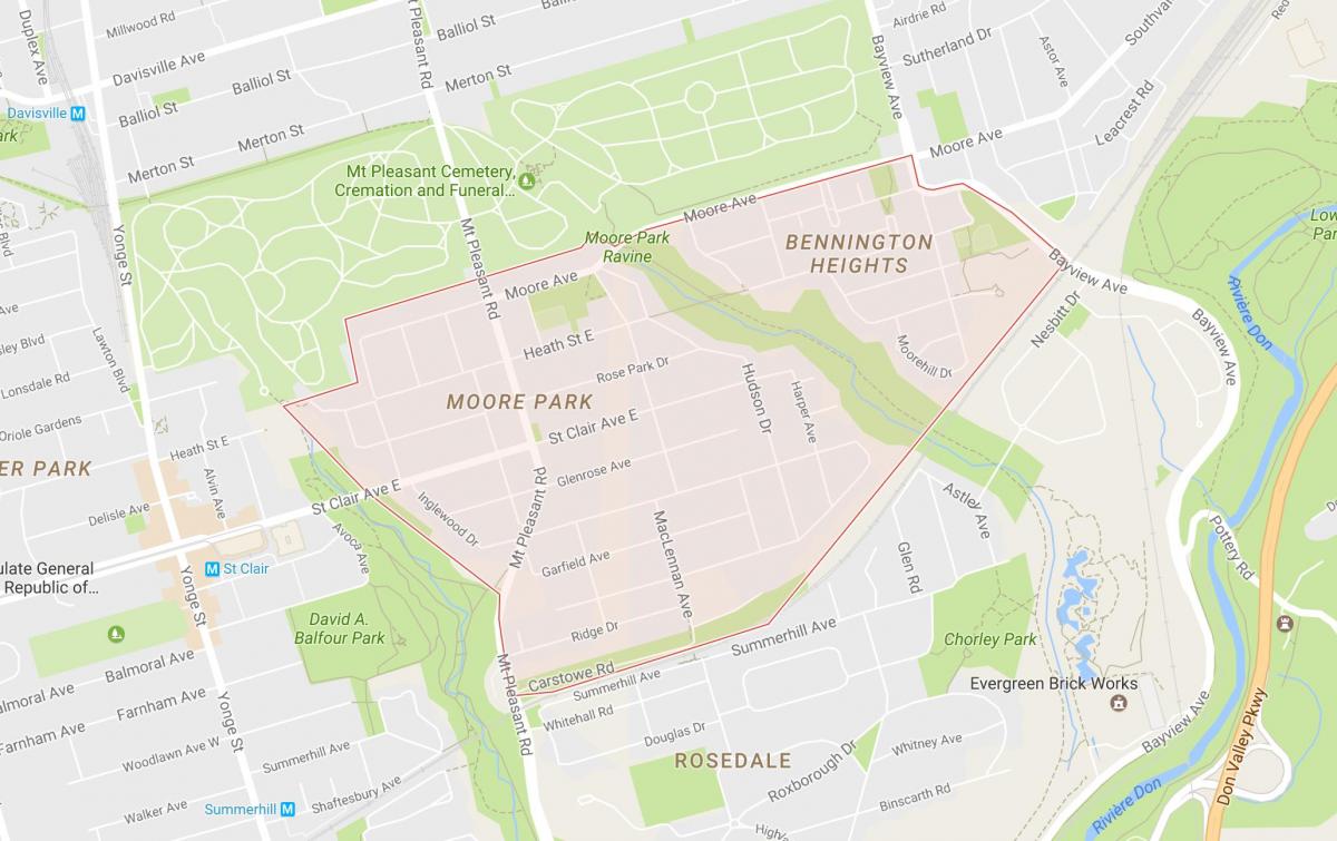 Karte der Moore-Park-Viertel von Toronto