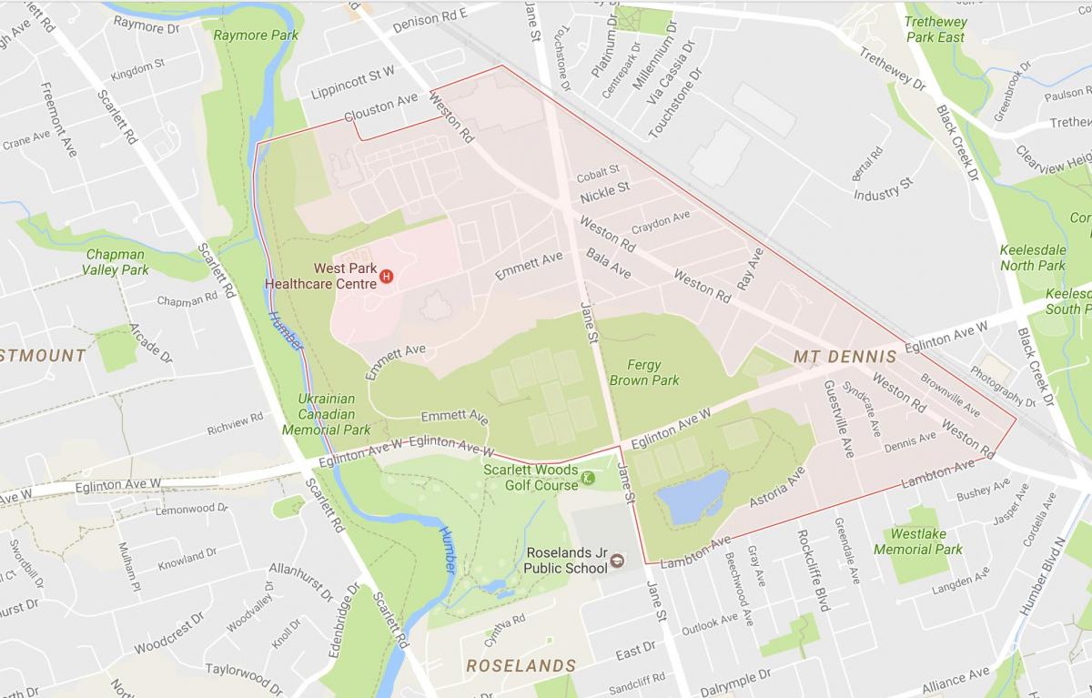 Karte von Mount Dennis Nachbarschaft Toronto