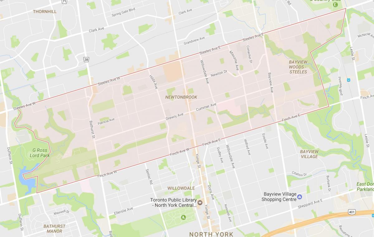 Karte von Newtonbrook Nachbarschaft Toronto