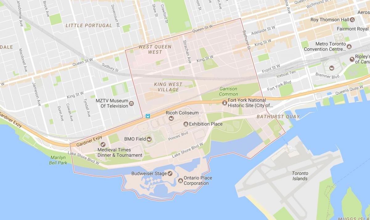 Karte von Niagara, Toronto Nachbarschaft