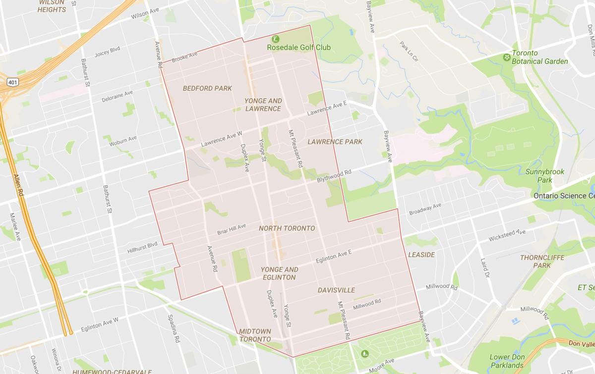 Karte von Nord-Viertel von Toronto