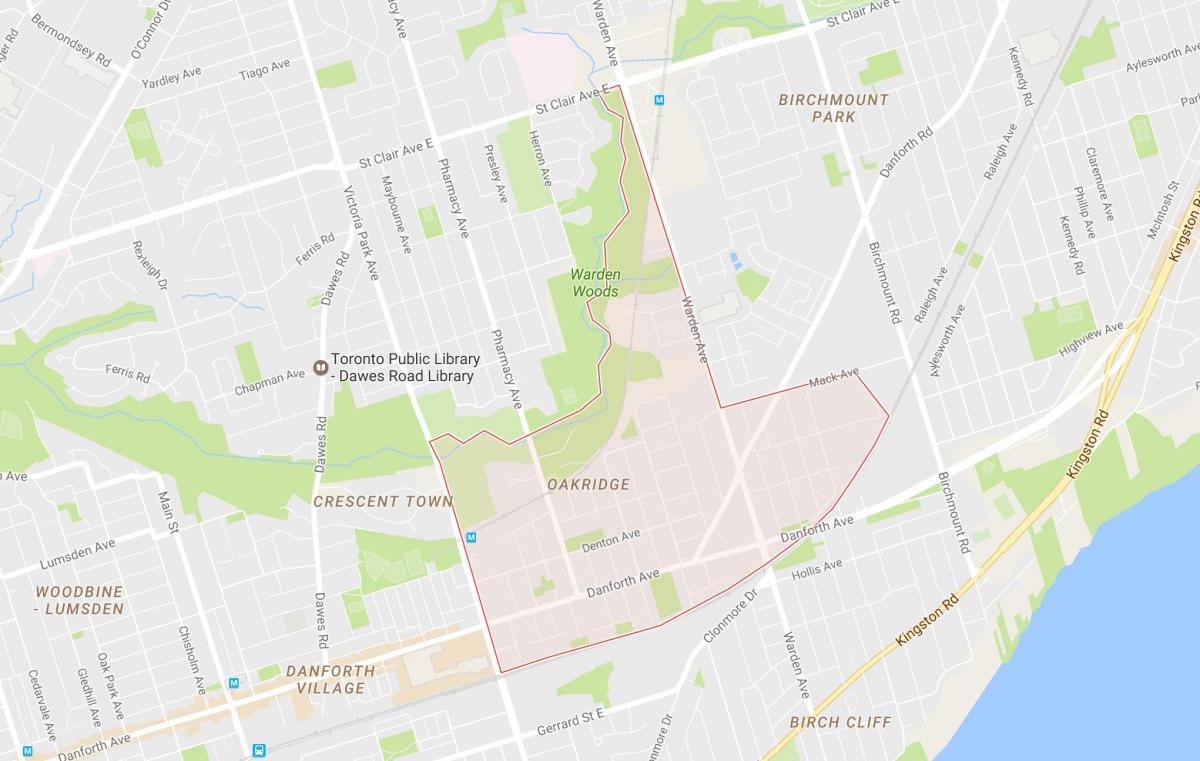 Karte von Oakridge Nachbarschaft Toronto