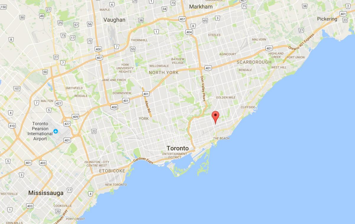 Karte von Ost-Danforth Toronto district