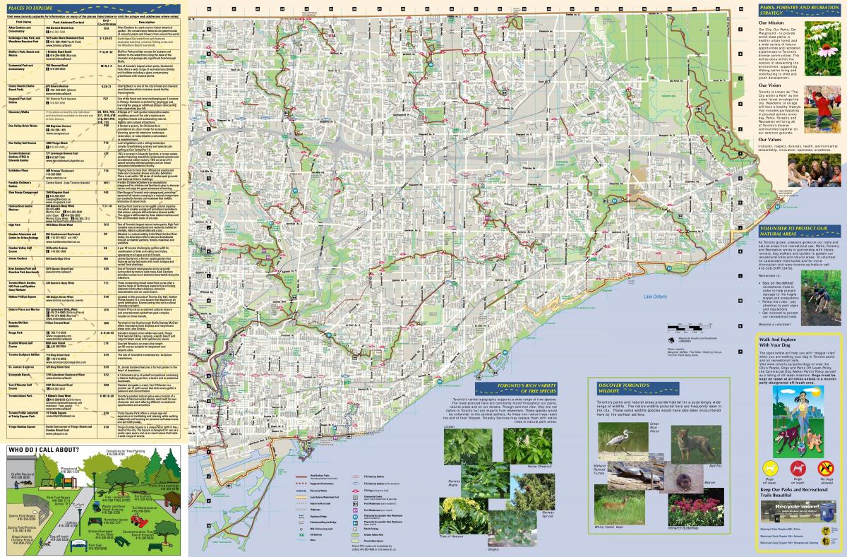 Karte von parks und Wanderwege Osten Toronto