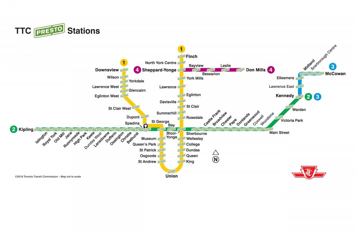 Karte von presto-Stationen TTC
