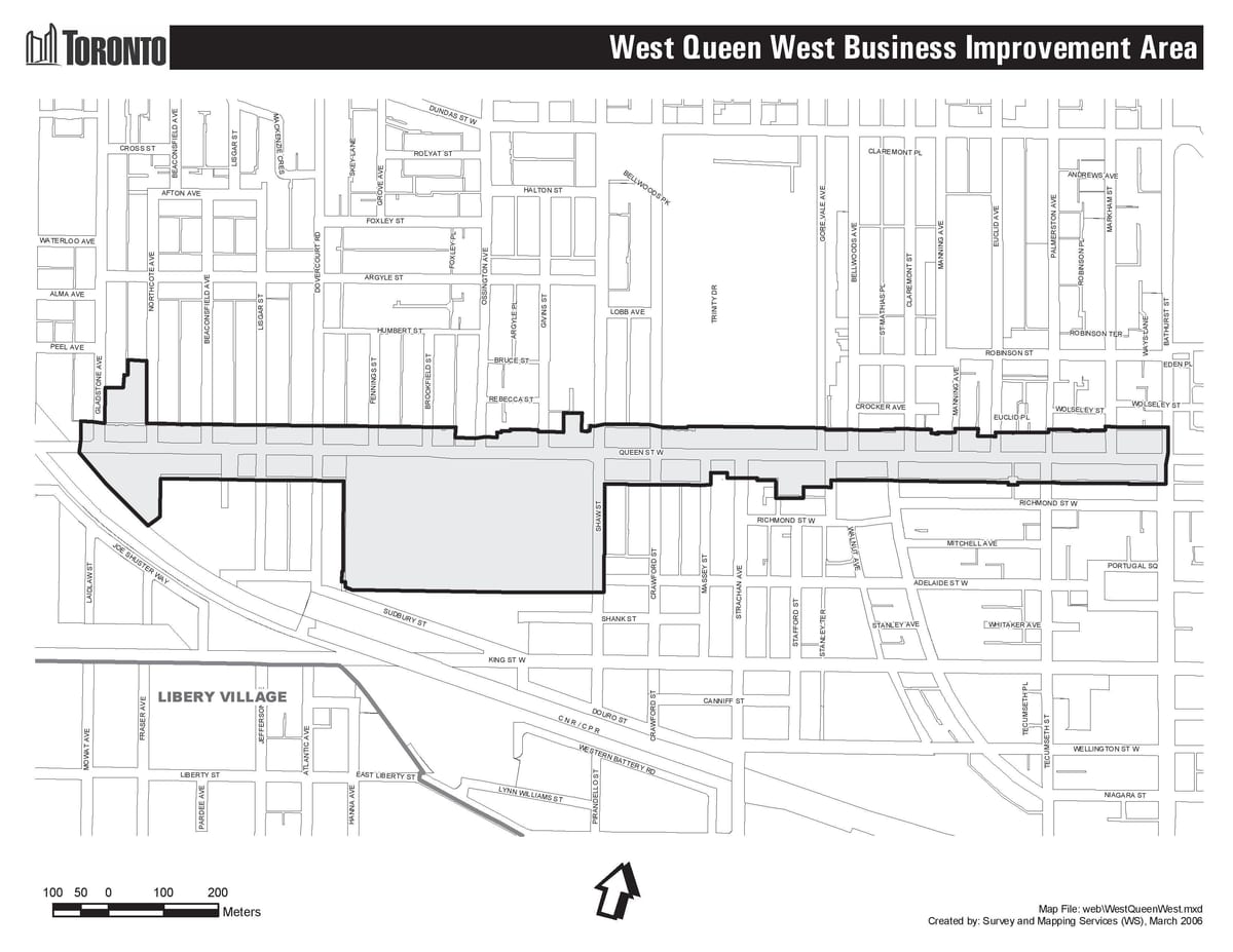 Karte von Queen street west Toronto