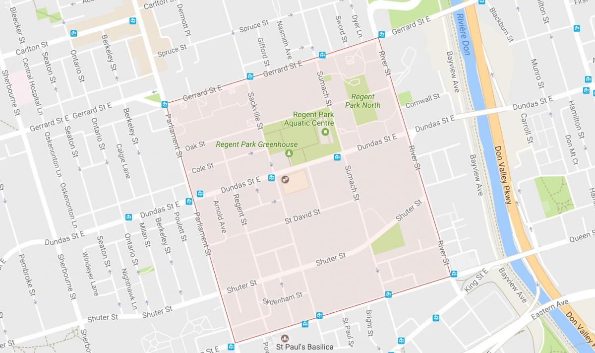 Karte der Regent Park Toronto Nachbarschaft