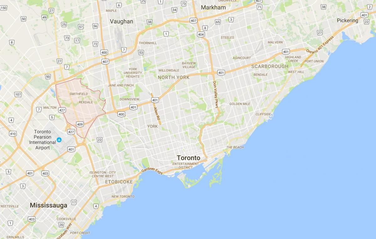 Karte von Rexdale district Toronto