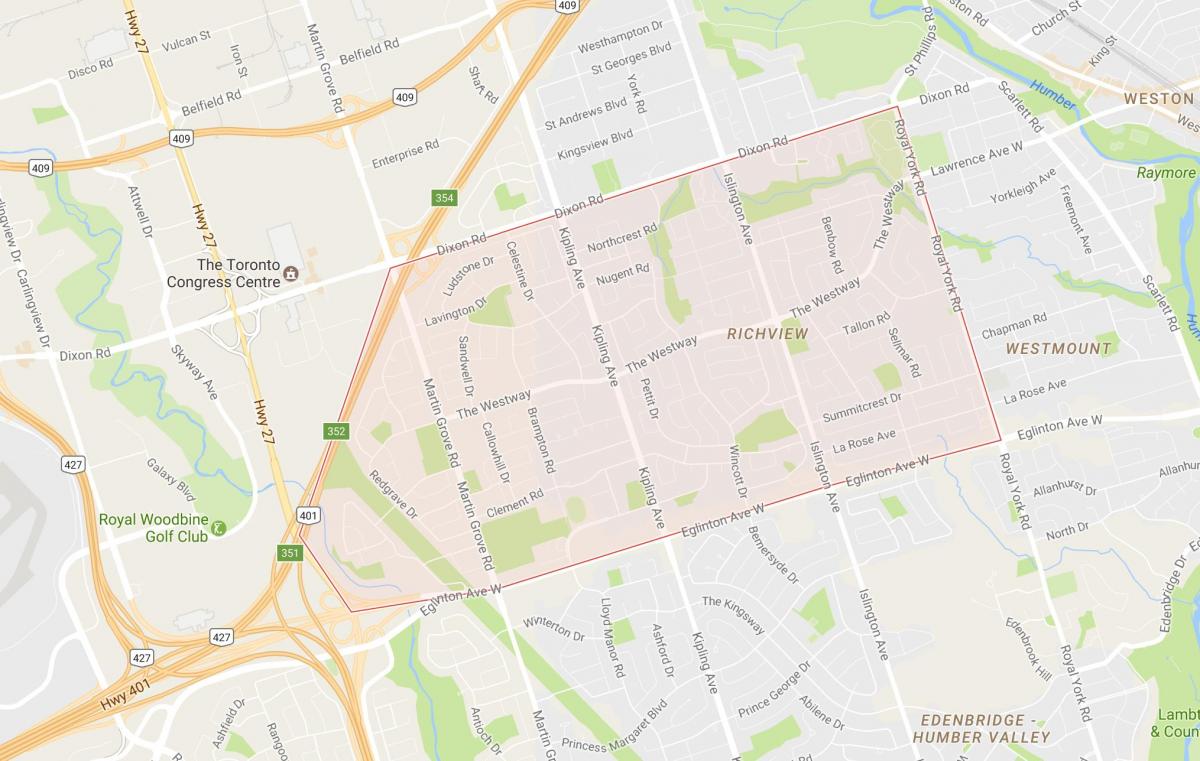 Karte von Richview Nachbarschaft Toronto