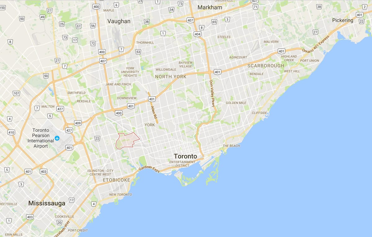 Karte von Rockcliffe–Smythe district Toronto