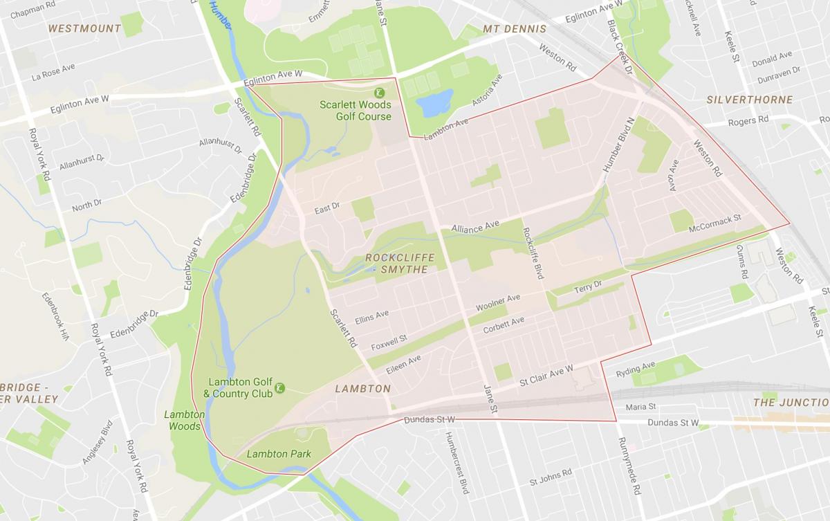 Karte von Rockcliffe–Smythe Nachbarschaft Toronto