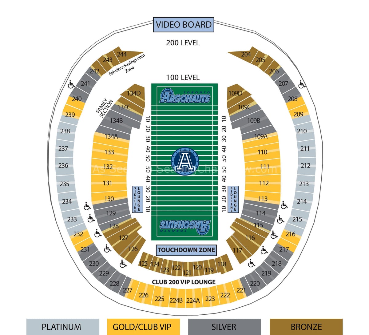 Karte von Rogers centre football