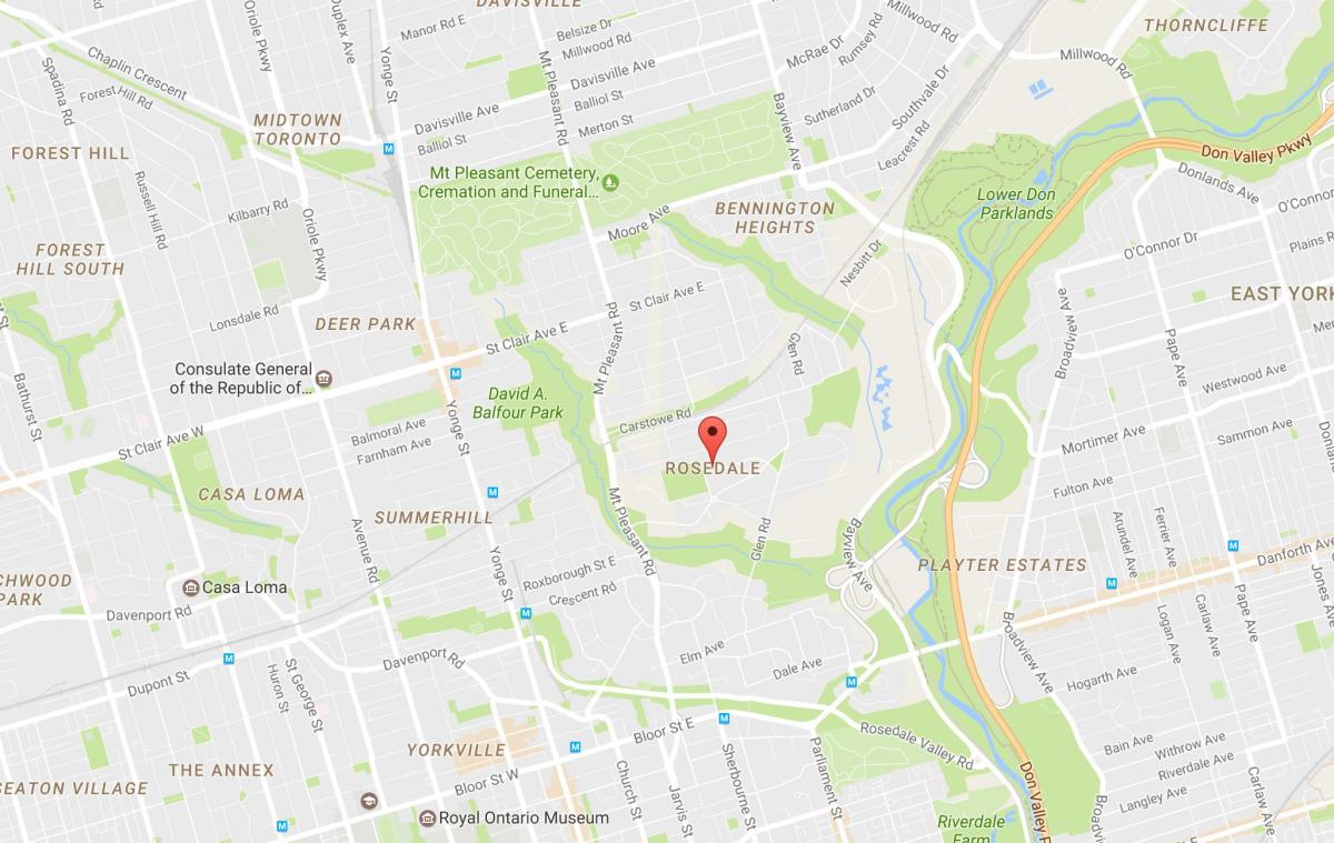 Karte von Rosedale Nachbarschaft Toronto