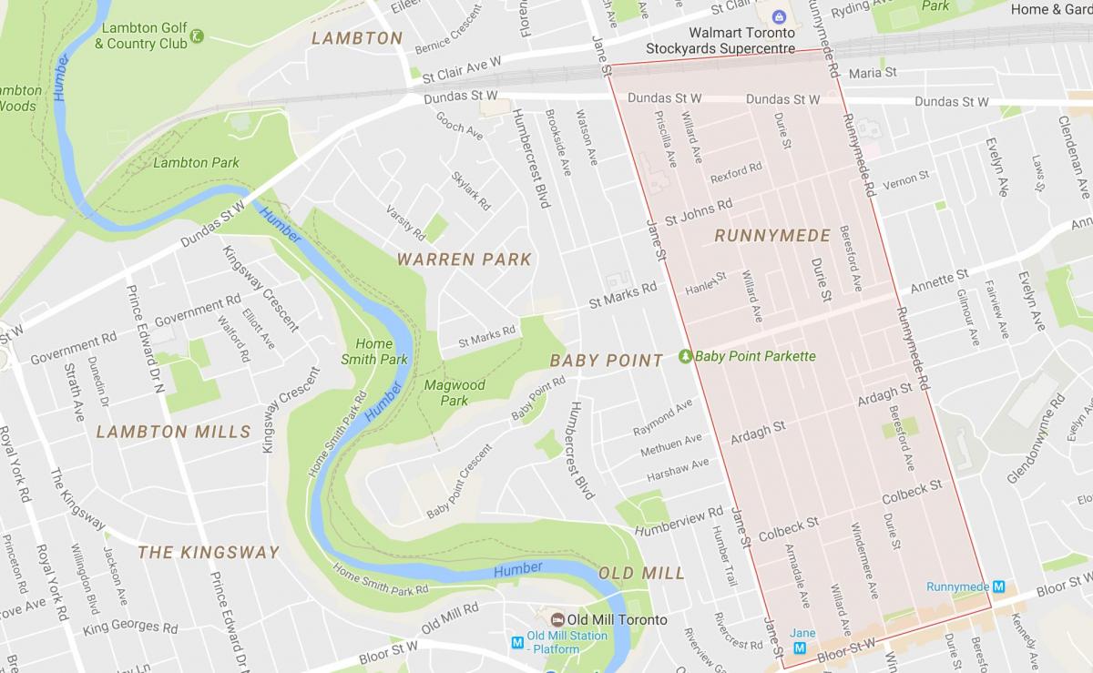 Karte von Runnymede Nachbarschaft Toronto