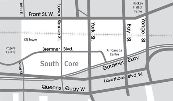 Karte von Süd-Core-Toronto