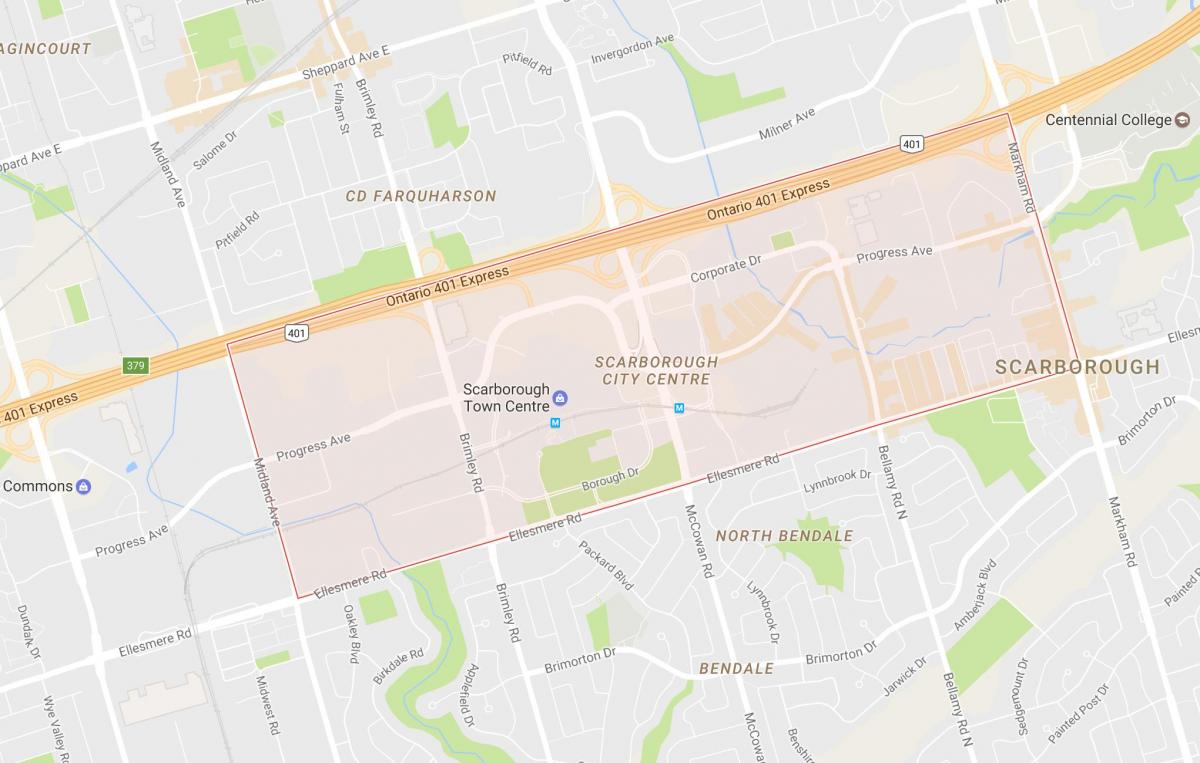Karte von Scarborough City Centre Toronto Nachbarschaft