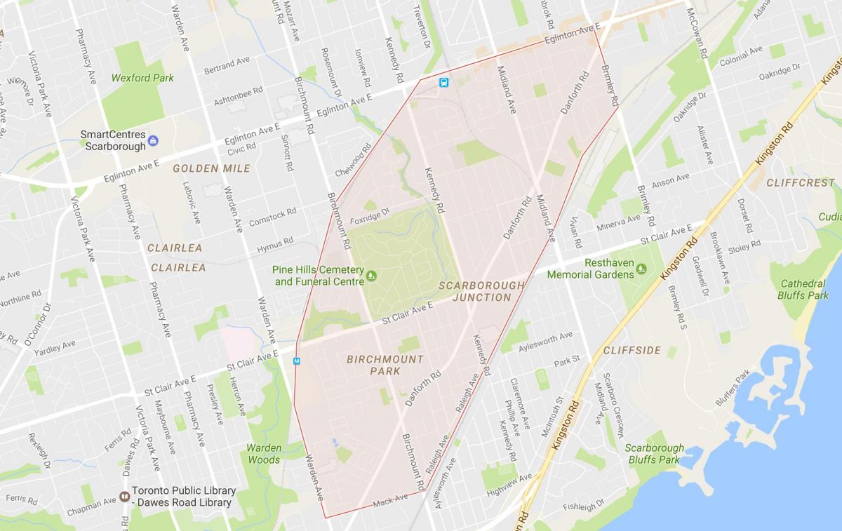 Karte von Scarborough Junction Nachbarschaft Toronto