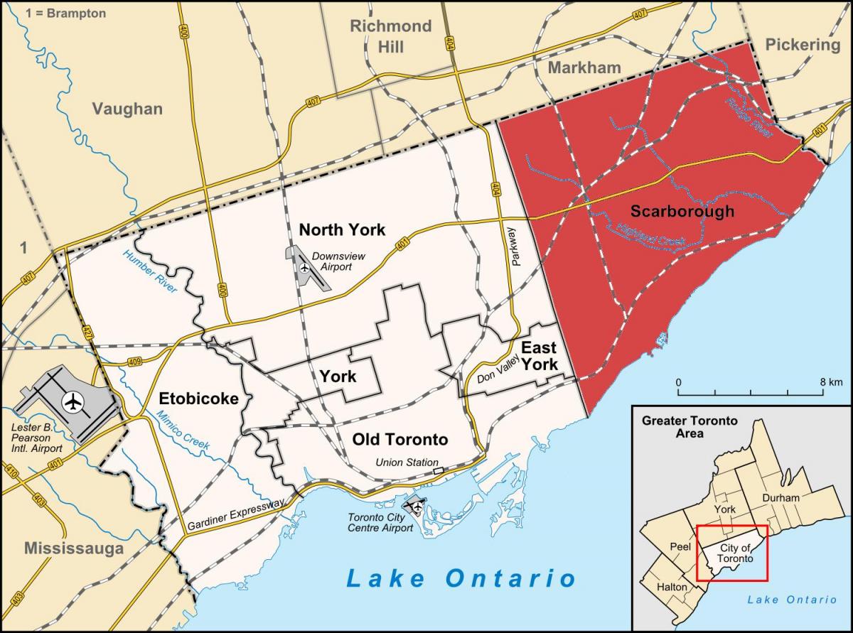 Karte von Scarborough, Toronto