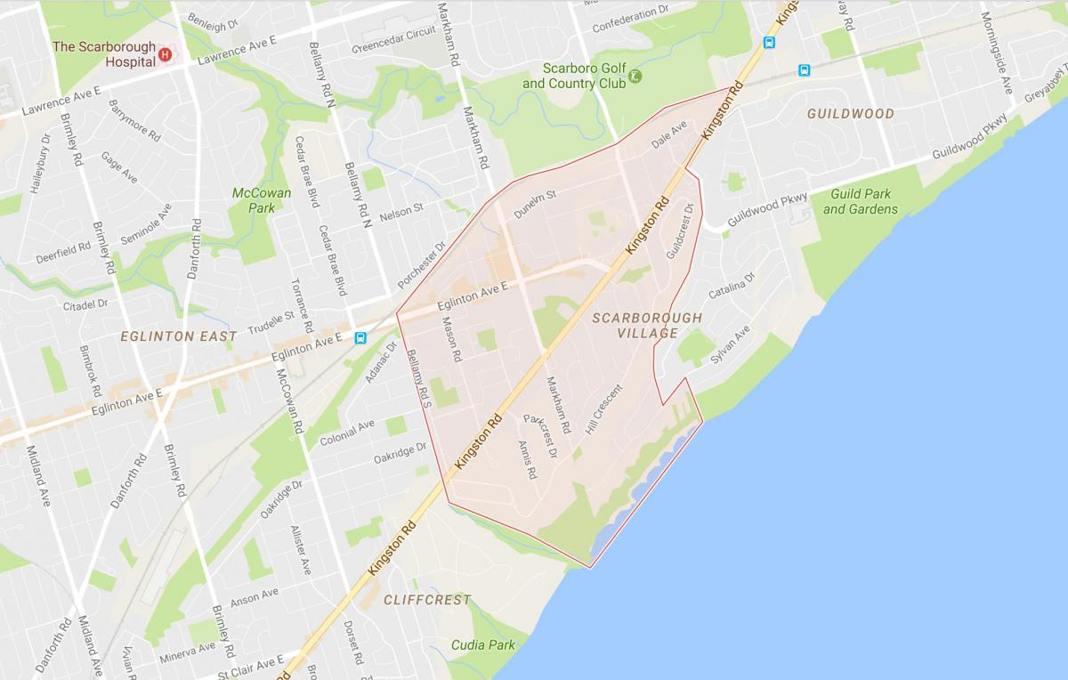 Karte von Scarborough Village Nachbarschaft von Toronto