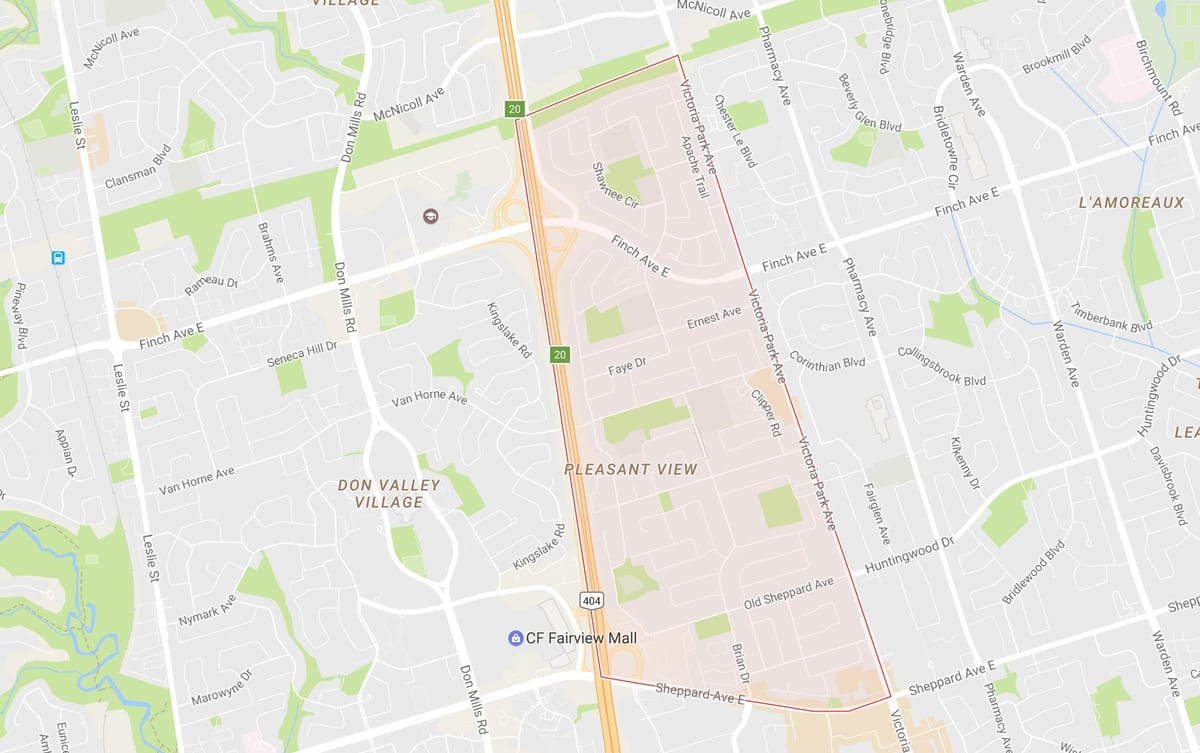 Karte von Pleasant View Nachbarschaft Toronto
