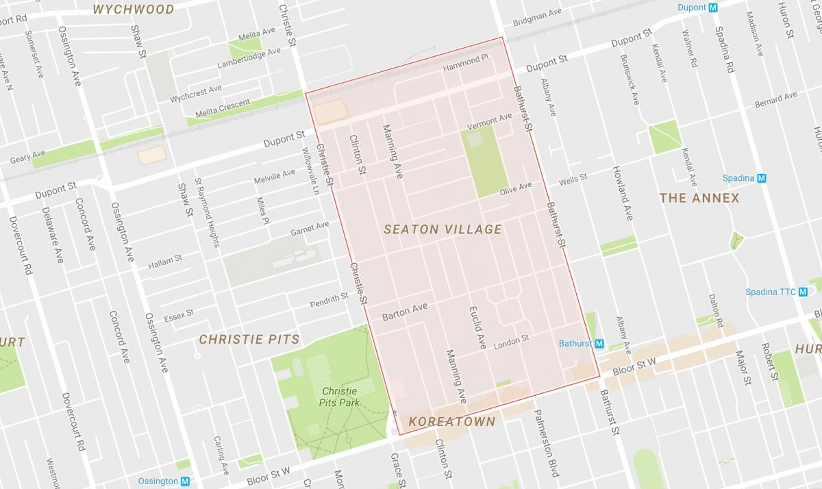 Karte von Seaton Village Nachbarschaft von Toronto