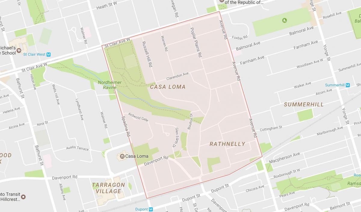 Karte von South Hill Viertel von Toronto