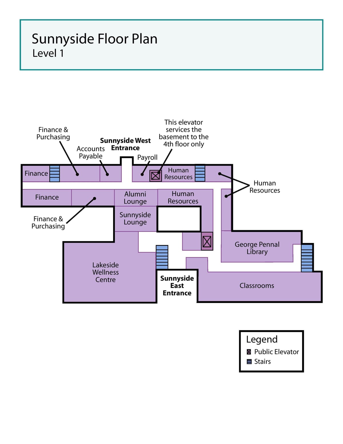 Karte von St. Joseph ' s Health centre, Toronto Sunnyside level 1