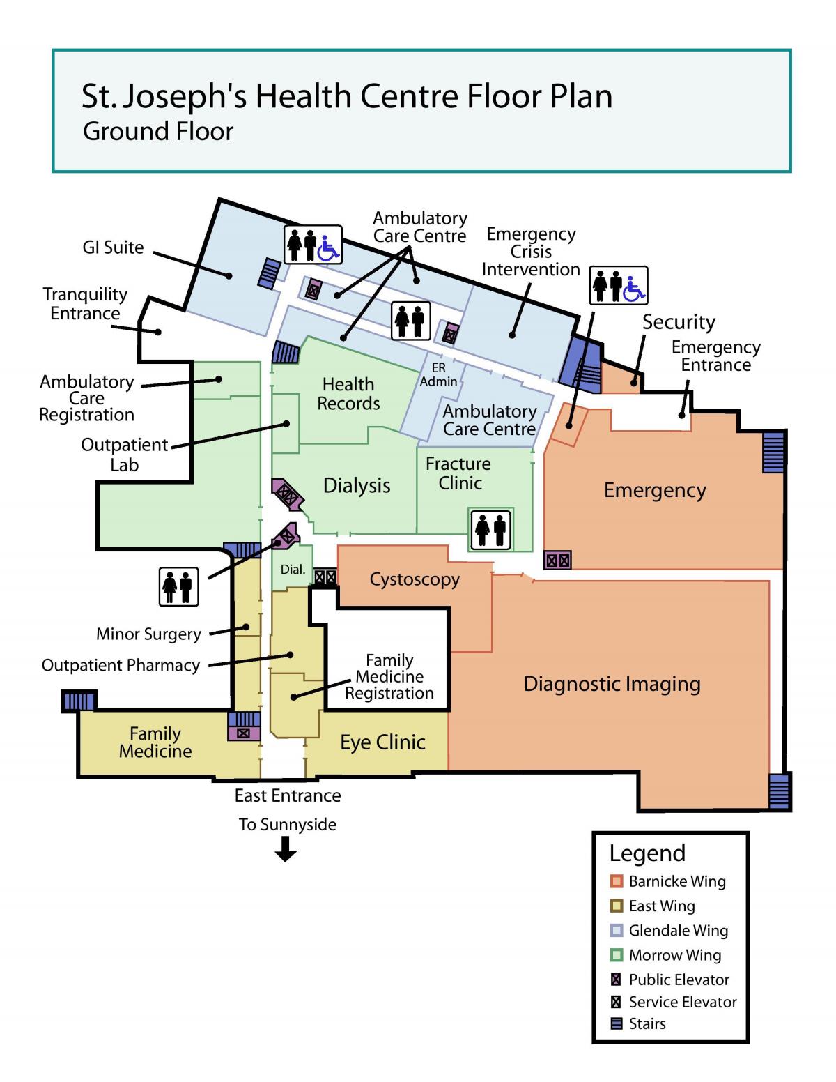 Karte von St. Joseph ' s Health Centre im Erdgeschoss