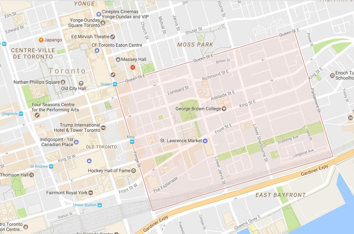 Karte von St. Lawrence neighbourhood Toronto