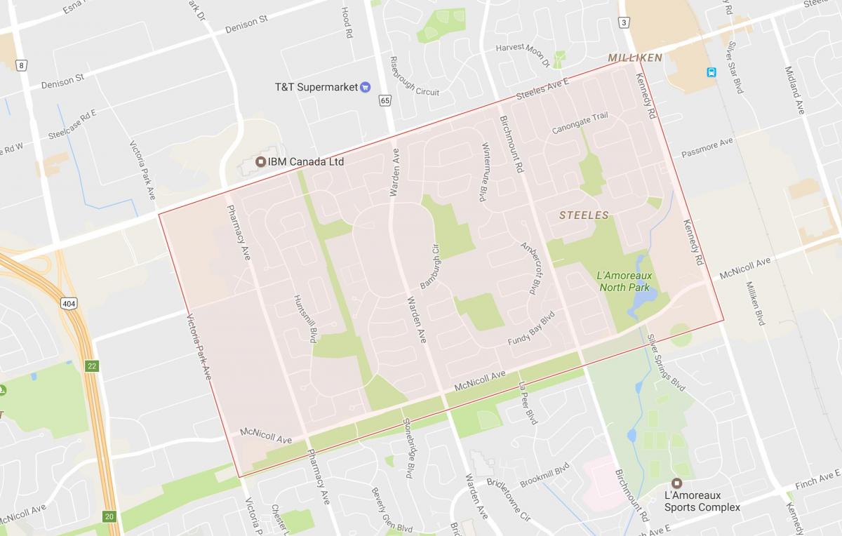 Karte von Steeles Nachbarschaft Toronto