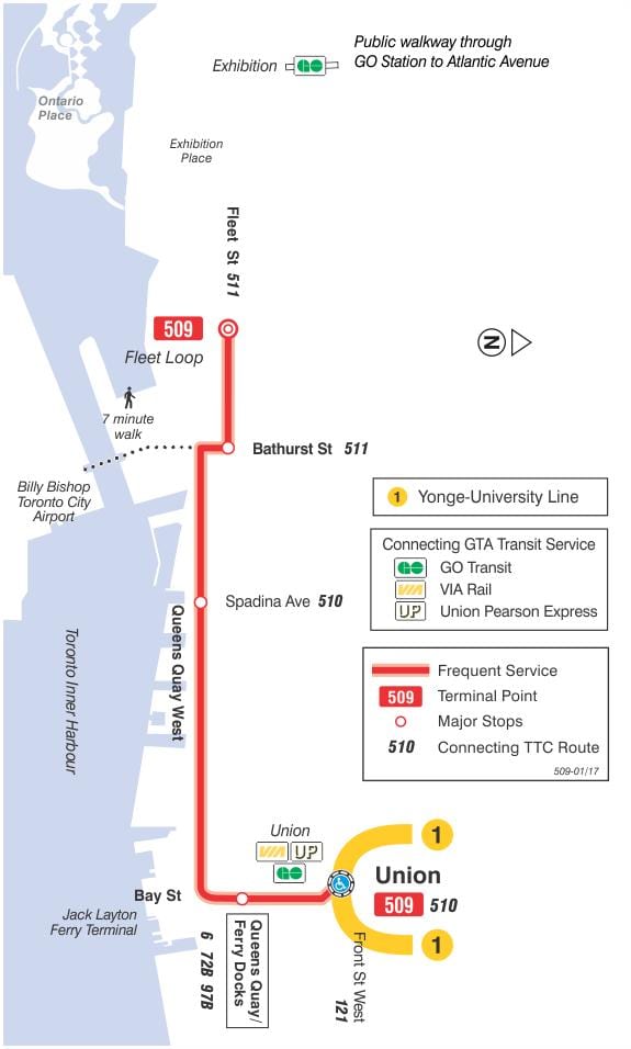 Anzeigen der Straßenbahn-Linie 509 Harbourfront