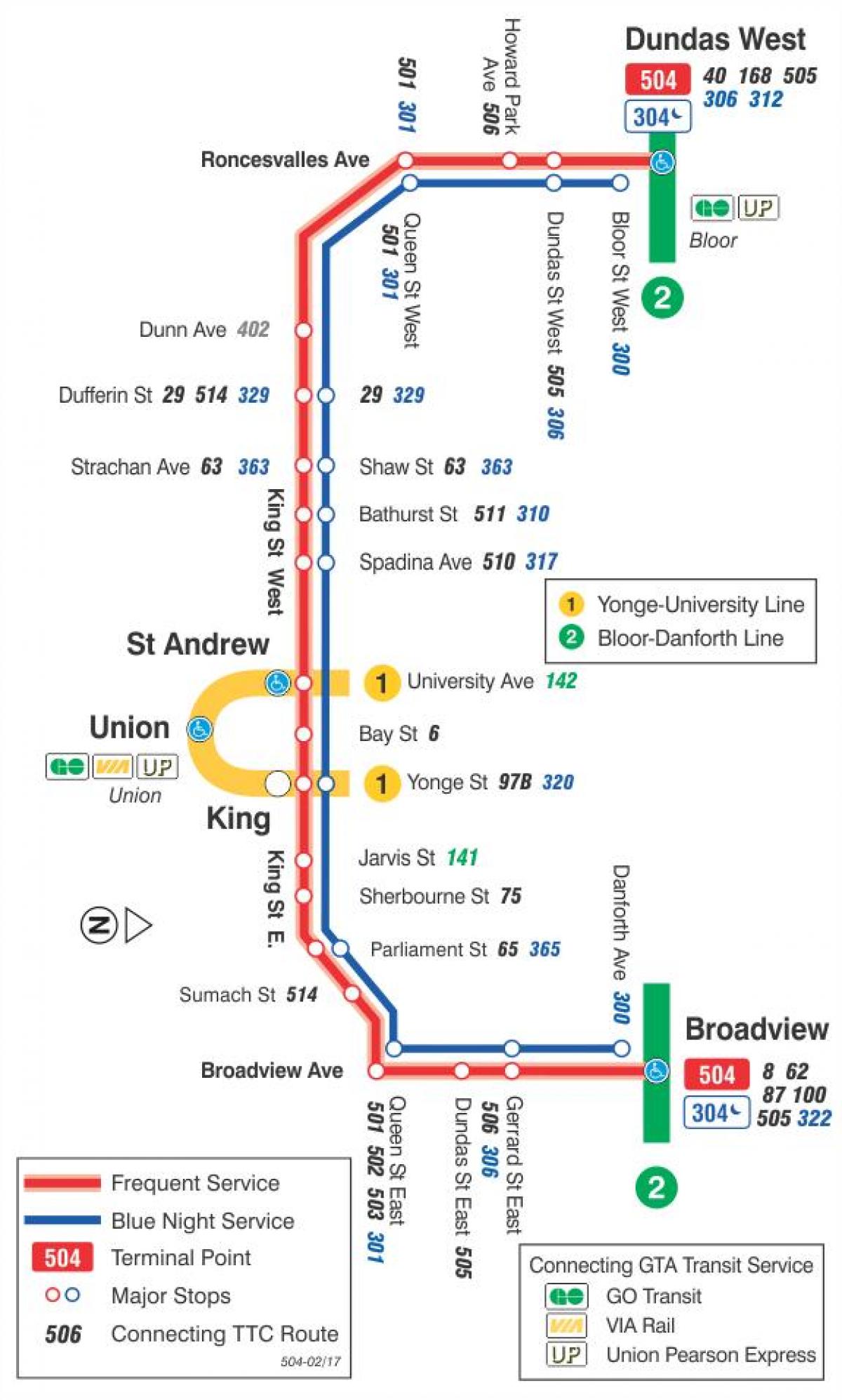 Anzeigen der Straßenbahn-Linie 504 König