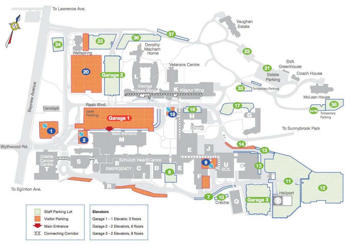 Karte von Sunnybrook Krankenhaus