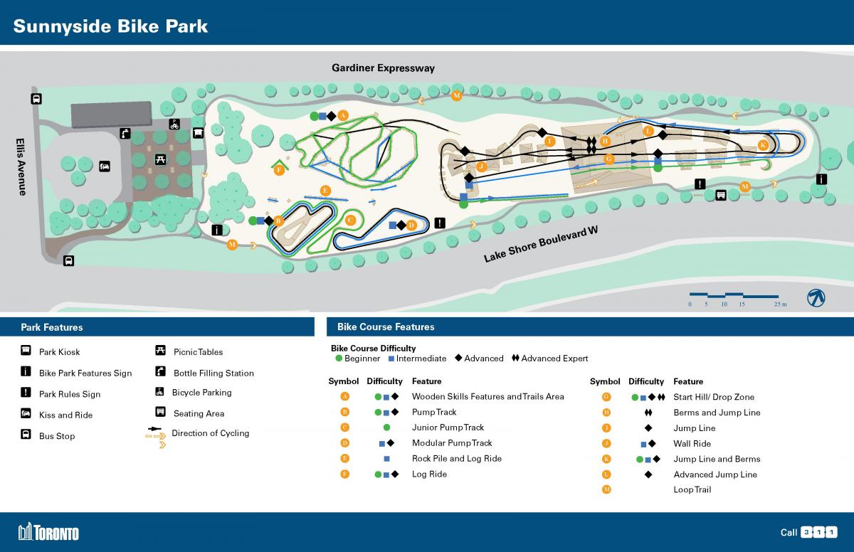 Karte Sunnyside Bike-Park Toronto