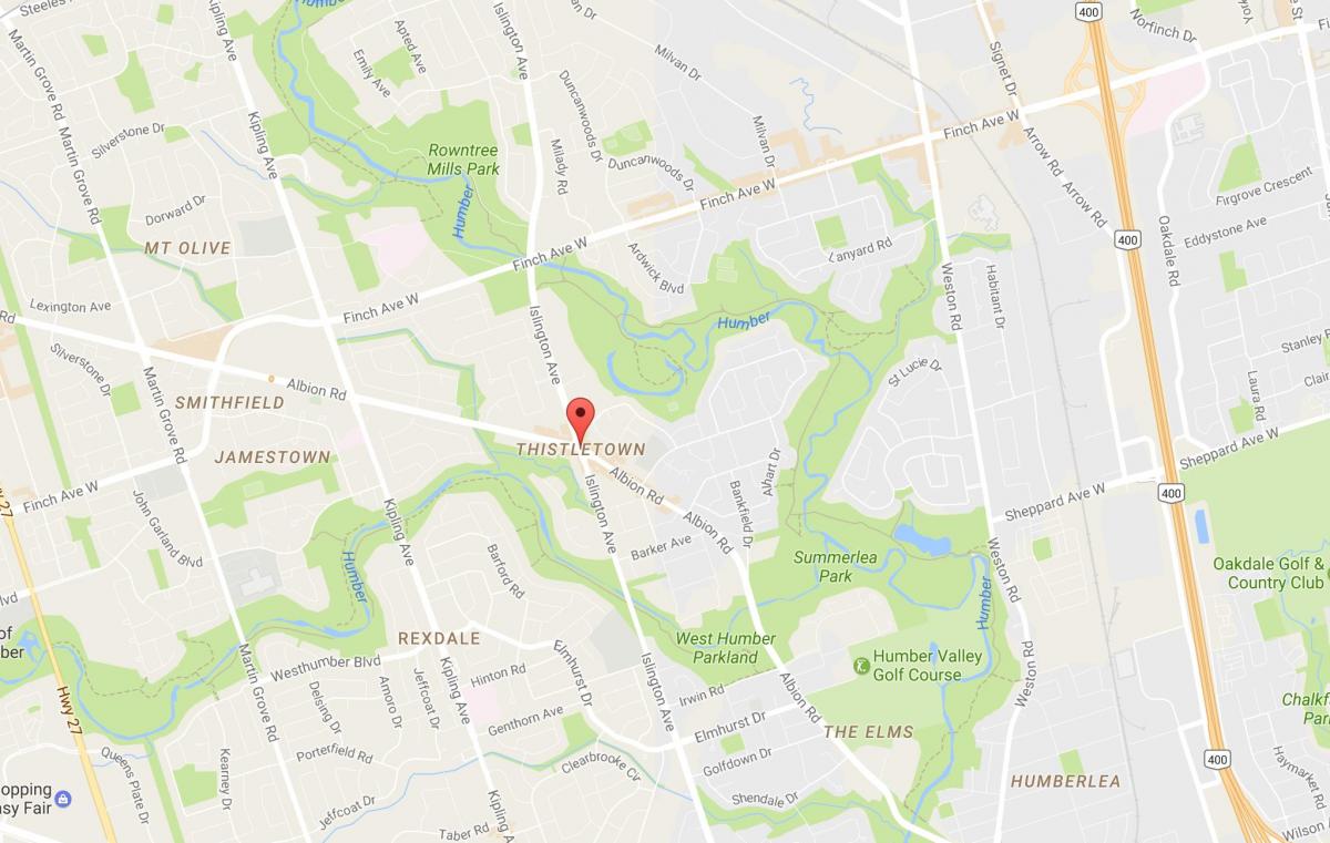 Karte von Thistletownneighbourhood Nachbarschaft Toronto
