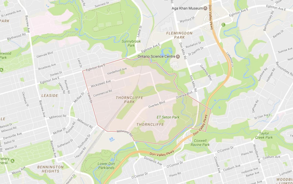 Karte von Thorncliffe Park-Viertel von Toronto