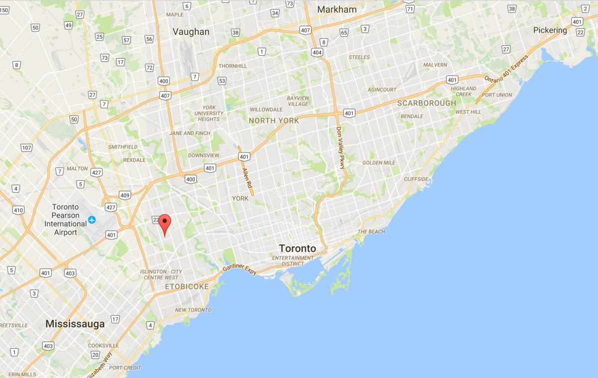 Karte von Thorncrest Village district Toronto