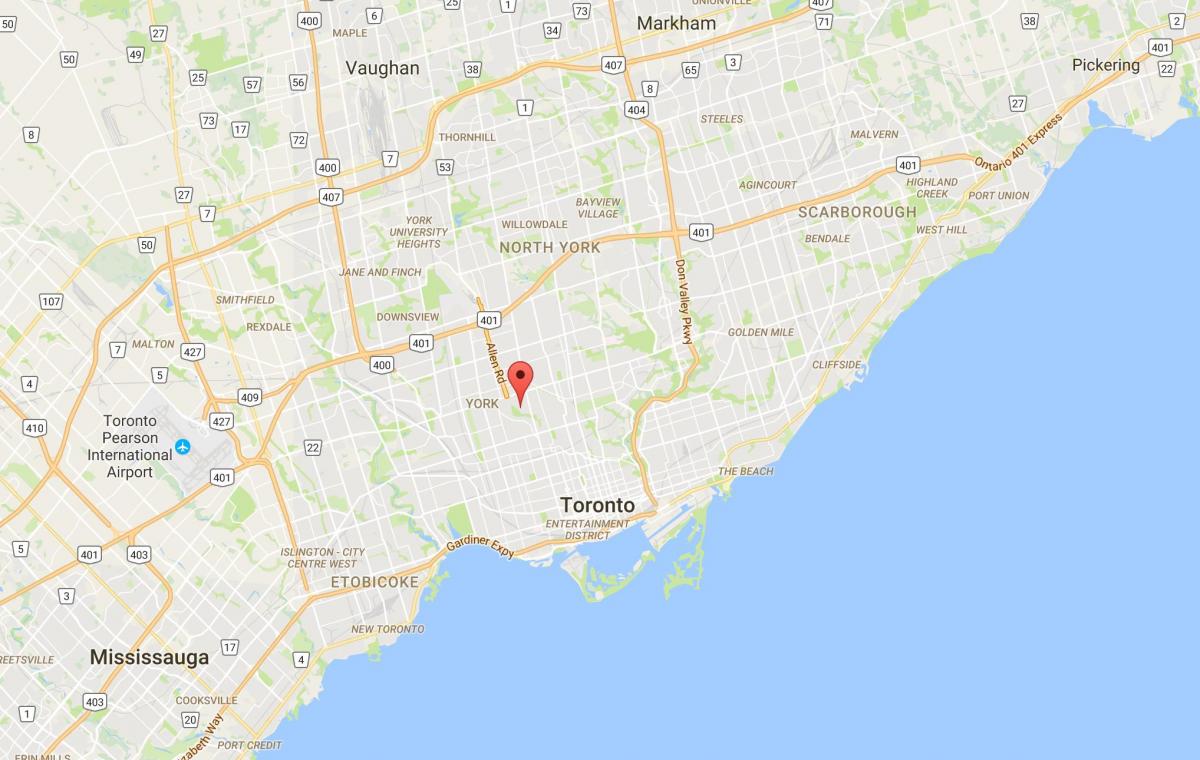 Karte von Tichester district Toronto