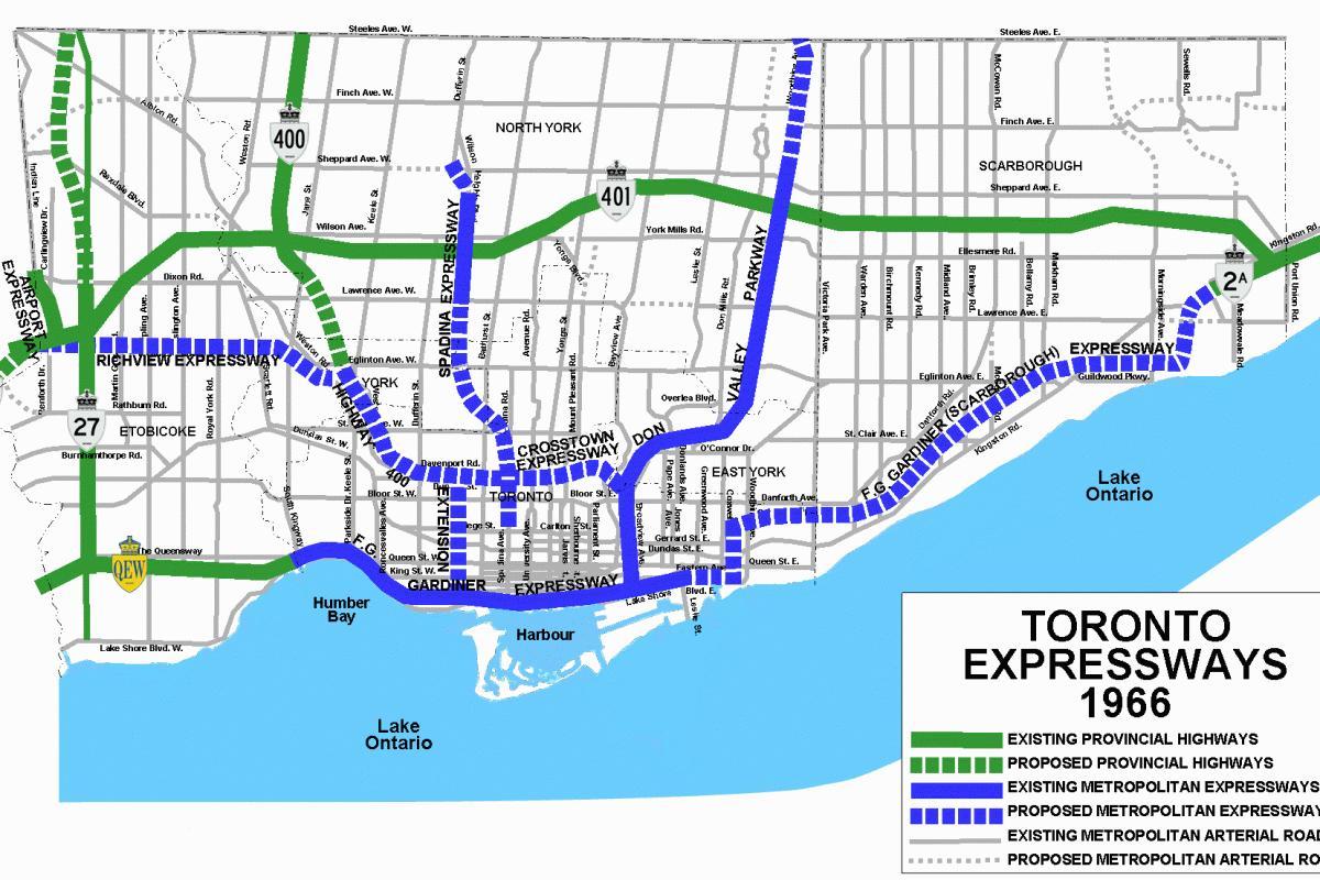 Karte von Toronto Autobahnen