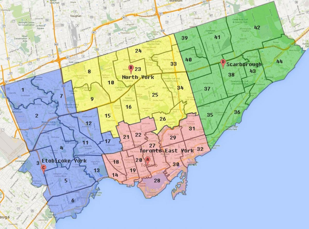 Karte von Toronto City Grenze