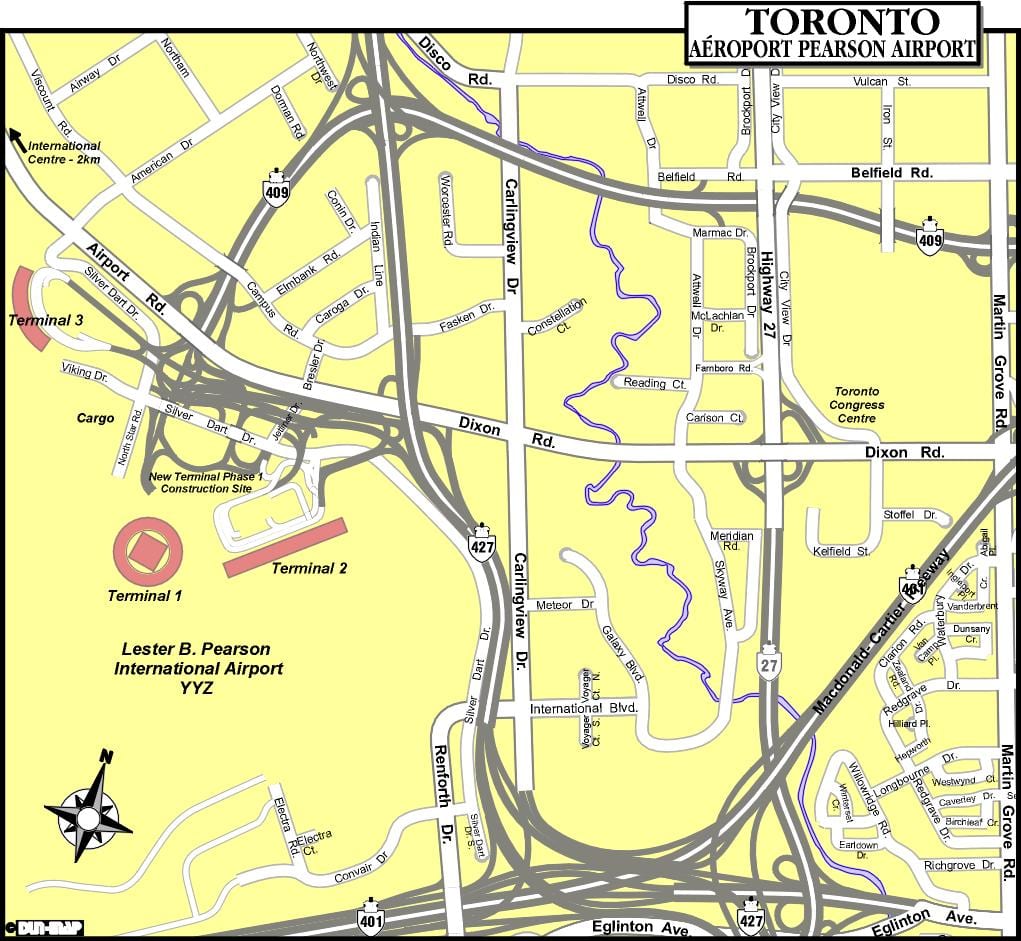 Karte von Toronto Flughäfen